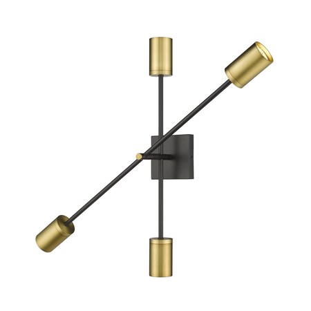 Z-Lite Calumet 2 Light Wall Sconce, Matte Black & Olde Brass 814-4S-MB-OBR